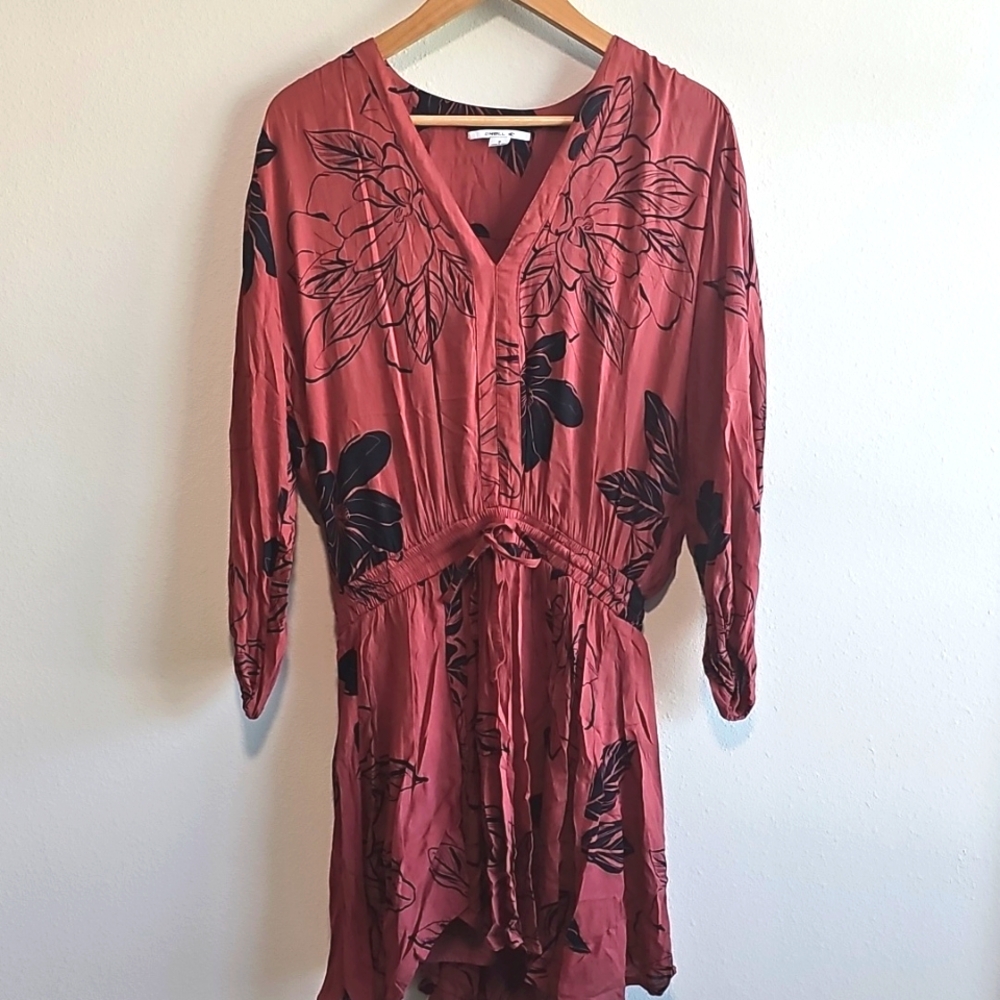 O'Neill Tie Front Long Sleeve Dress Floral